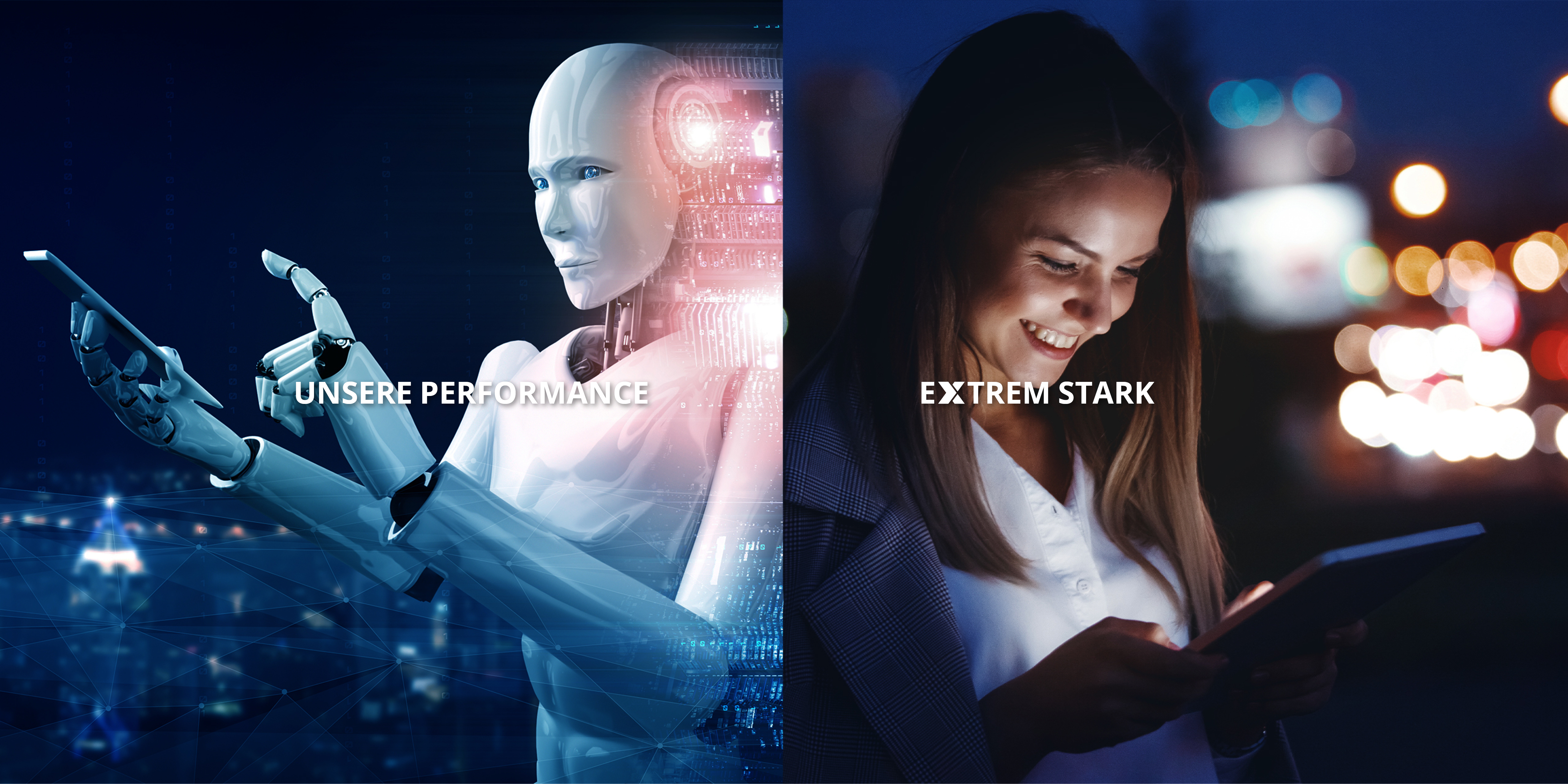Ströer X Startseite - Künstliche Intelligenz und Frau nutzen mobile Endgeräte
